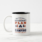 Camping und Wandern im sonnigen Ruhestand Zweifarbige Tasse (Links)