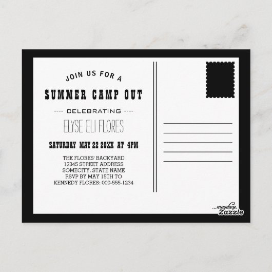 Camping unter den Sternen Postkarte (Rückseite)