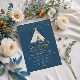 Camping unter den Sternen Tepee Marine & Gold Gebu Einladung
