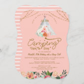 Camping unter den Sternen Tepee Pink & Gold Campin Einladung (Vorne/Hinten)