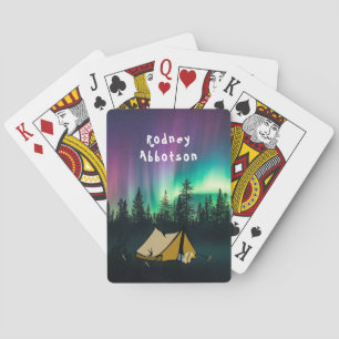 Camping unter der Aurora Borealis - Personalisiere Spielkarten