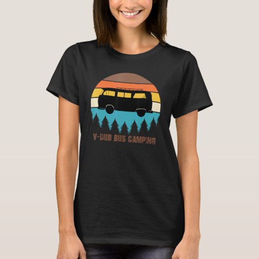 Camping V-Dub Bus Sunset Retro T-Shirt (Vorderseite)