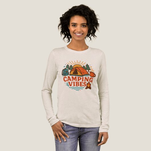Camping Vibes Adventure Long Sleeve Shirt (Volle Vorderseite)