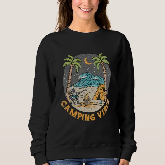 Camping Vibes Happy Camper Outdoors Adventure Sweatshirt (Vorderseite)