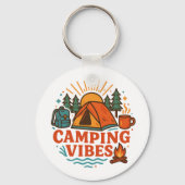 Camping Vibes Metal Circle Keychain Schlüsselanhänger (Vorderseite)