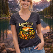 Camping Vibes Only Feels Right V-Ausschnitt Shirt 
