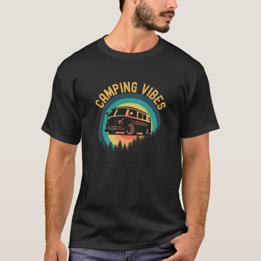Camping Vibes Retro Travel Van Camper Evergreen Tr T-Shirt (Vorderseite)