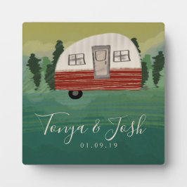 Camping Vintag Camper Brautparty Erreichbarkeit Fotoplatte