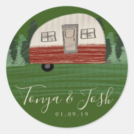 Camping Vintag Camper Brautparty Erreichbarkeit Runder Aufkleber