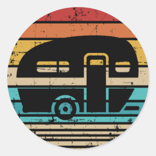 Camping Vintag Caravan Anhänger Runder Aufkleber