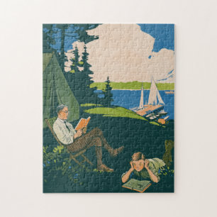 Camping Vintage Art Coole historische Fotos Reise Puzzle