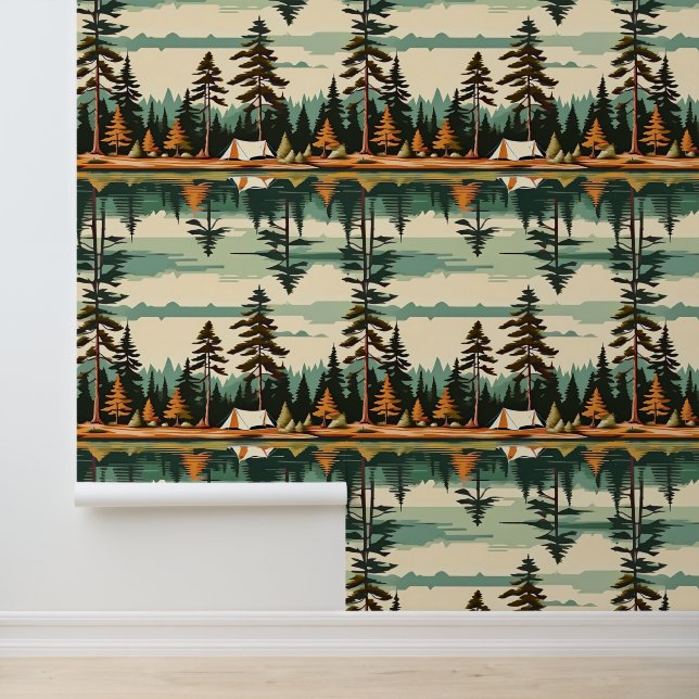 Camping "Vintage Farben" Tapete (Anwendung)