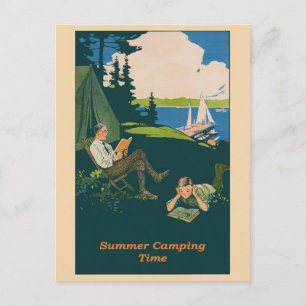 Camping Vintage Sommer Reiseplakat Postkarte