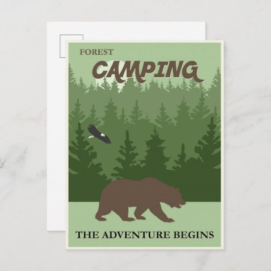 Camping Vintage Travel Poster Postkarte (Vorne/Hinten)