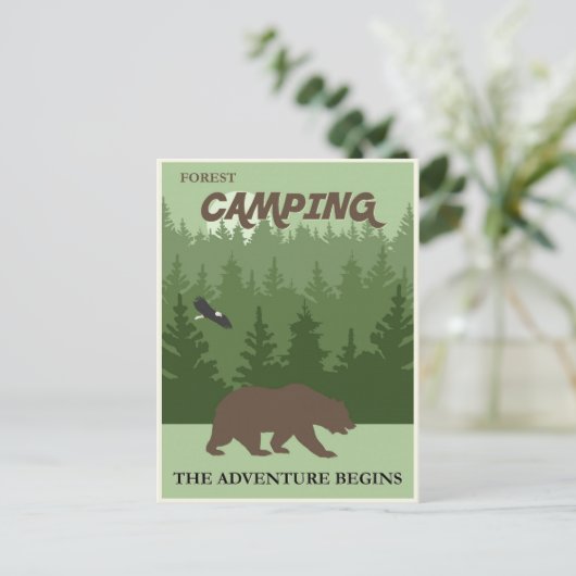 Camping Vintage Travel Poster Postkarte (Stehend Vorderseite)