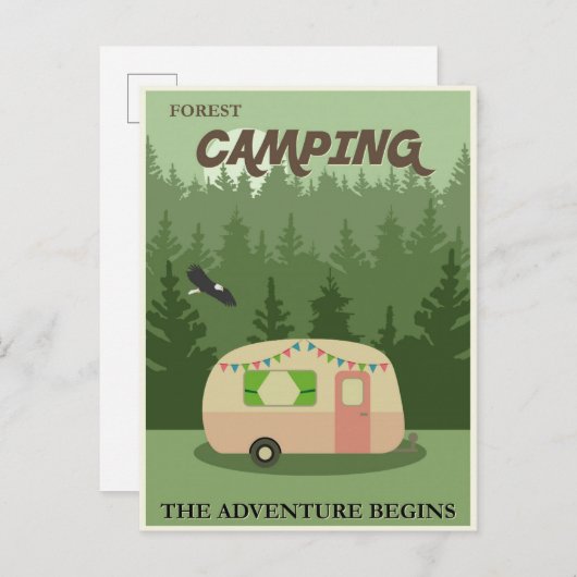 Camping Vintage Travel Poster Postkarte (Vorne/Hinten)
