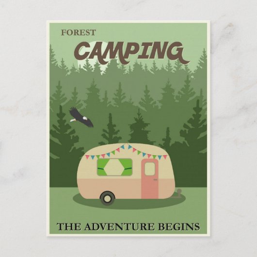 Camping Vintage Travel Poster Postkarte (Vorderseite)
