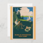 Camping Vintage Travel Poster Postkarte (Vorne/Hinten)