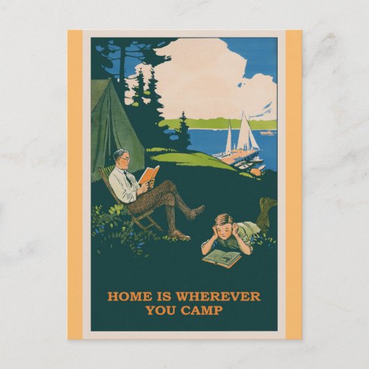 Camping Vintage Travel Poster Postkarte (Vorderseite)