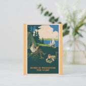 Camping Vintage Travel Poster Postkarte (Stehend Vorderseite)
