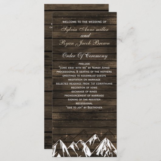 Camping von Barnholz Hochzeitsprogramm für Rustika Programm (Vorne/Hinten)