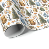 Camping, Wald, Natur Geschenkpapier (Rolleneckpunkt)