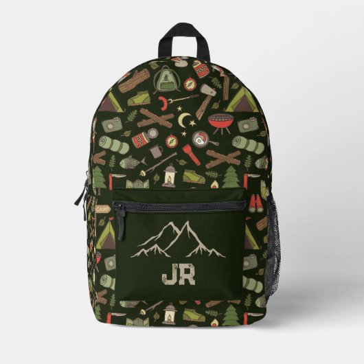 Camping WanderCampingplatz Gemustert Monogramm Bedruckter Rucksack (Vorderseite)