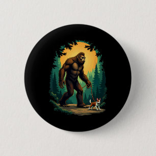 Camping Wandern Bigfoot Gehen mit Boston Terrier Button