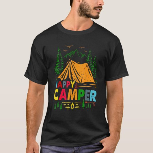 Camping Wandern Moderner Glückscamper T-Shirt (Vorderseite)