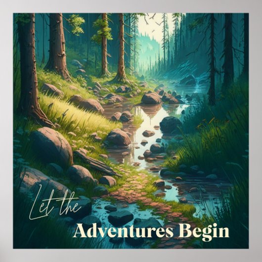 Camping Wanderweg in Wald | Digitale Kunst Poster (Vorne)