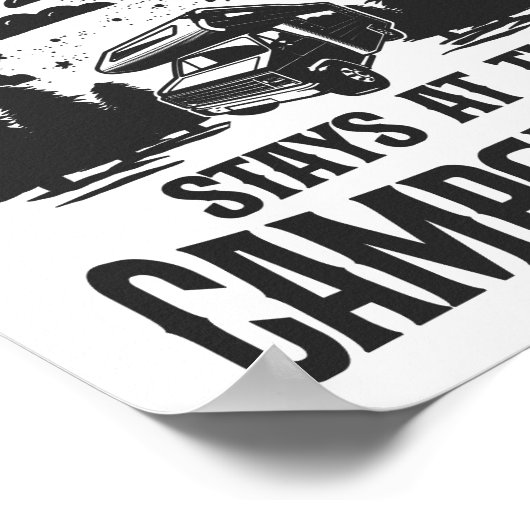 Camping, was auf dem Campingplatz Bleibe Poster (Ecke)