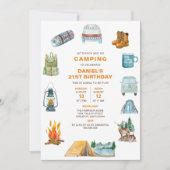 Camping Wasserfarbencampout Im Freien Geburtstag Einladung (Vorderseite)