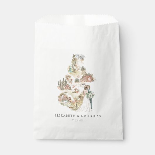 Camping Wedding Map | Begrüßungsbeutel Geschenktütchen (Vorderseite)