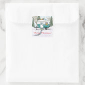 Camping-Weihnachten Quadratischer Aufkleber (Tasche)