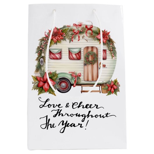 Camping Weihnachts Themencampingplatz Mittlere Geschenktüte (Vorderseite)