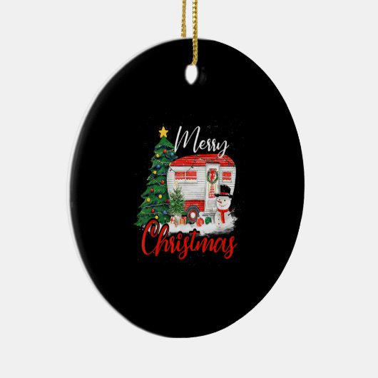 Camping Weihnachtsbaum Shirt Lights Geschenk Campi Keramik Ornament (Rechts)