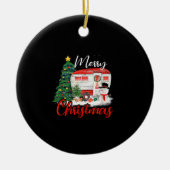 Camping Weihnachtsbaum Shirt Lights Geschenk Campi Keramik Ornament (Vorne)