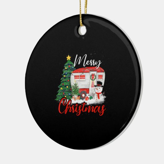 Camping Weihnachtsbaum Shirt Lights Geschenk Campi Keramik Ornament (Links)