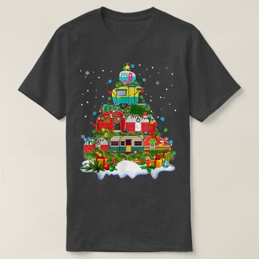 Camping Weihnachtsbeleuchtung Treppendekoration Ca T-Shirt (Design vorne)