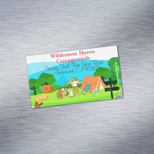 Camping-Werbekarte für Familienangehörige Naturlic Magnetische Visitenkarte (Beispiel)