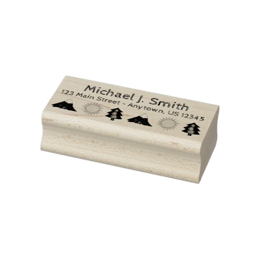 Camping Wilderness Camp Tree Sun Mountain - Adress Gummistempel (Stempel)