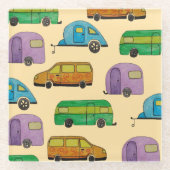 Camping-Wohnwagen Glasuntersetzer (Vorderseite)