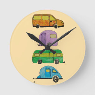 Camping-Wohnwagen Runde Wanduhr