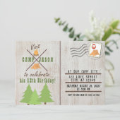 Camping Wood Flannel Karierte Postkarte Geburtstag (Stehend Vorderseite)