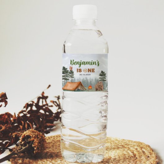 Camping Woodland Birthday Water Flasche Wasserflaschenetikett