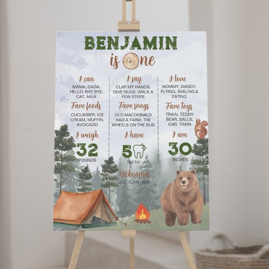 Camping Woodland Erste Geburtstagsfeier Poster