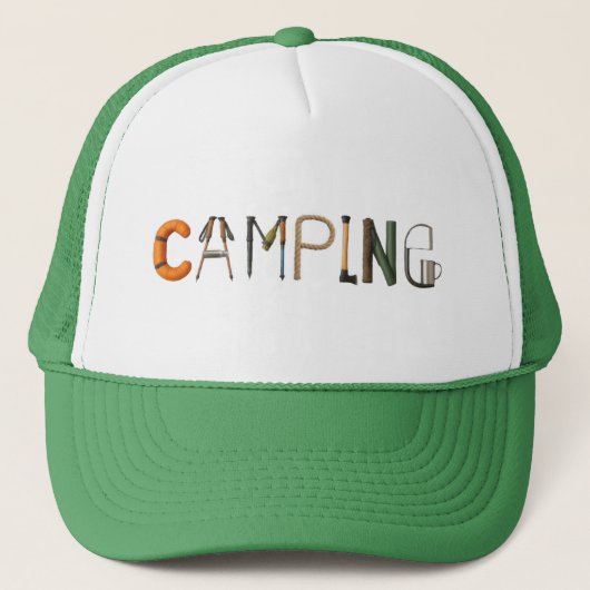 Camping Word Hat Truckerkappe (Vorderseite)