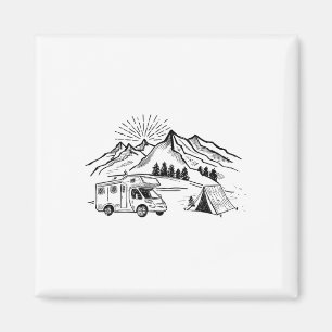 Camping-Zelt-Abenteuer und Lagerfeuer-Berg-H Magnet