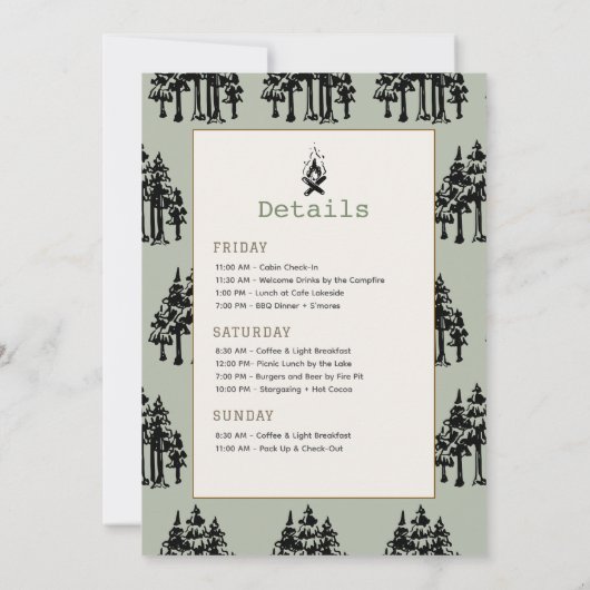 Camping Zelt Berg Junggeselinnen-Abschied Einladung (Rückseite)