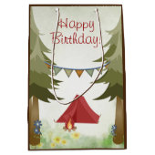 Camping, Zelt, Campfire, Blume Wald Geburtstag Mittlere Geschenktüte (Vorderseite)